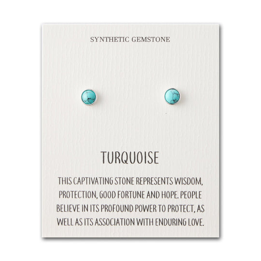 Synthetic Turquoise Stud Earrings with Quote Card - Philip Jones Jewellery