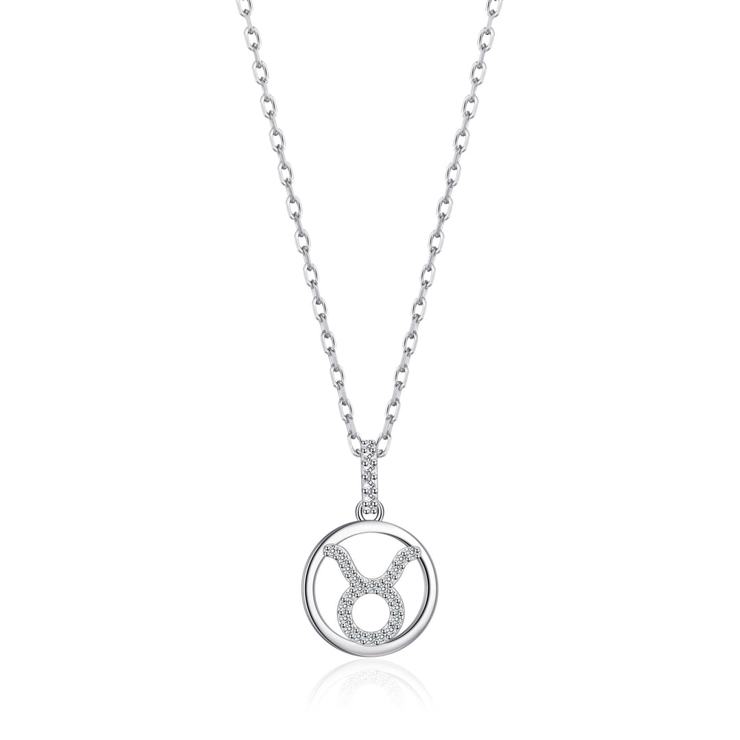 Taurus Star Sign Zodiac Necklace with Zircondia® Crystals - Philip Jones Jewellery