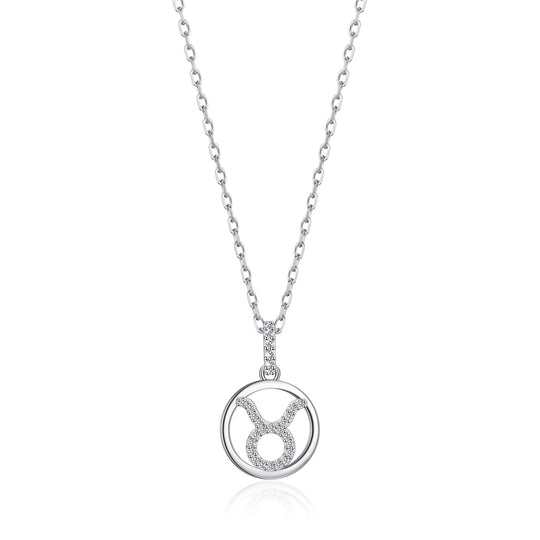 Taurus Star Sign Zodiac Necklace with Zircondia® Crystals - Philip Jones Jewellery