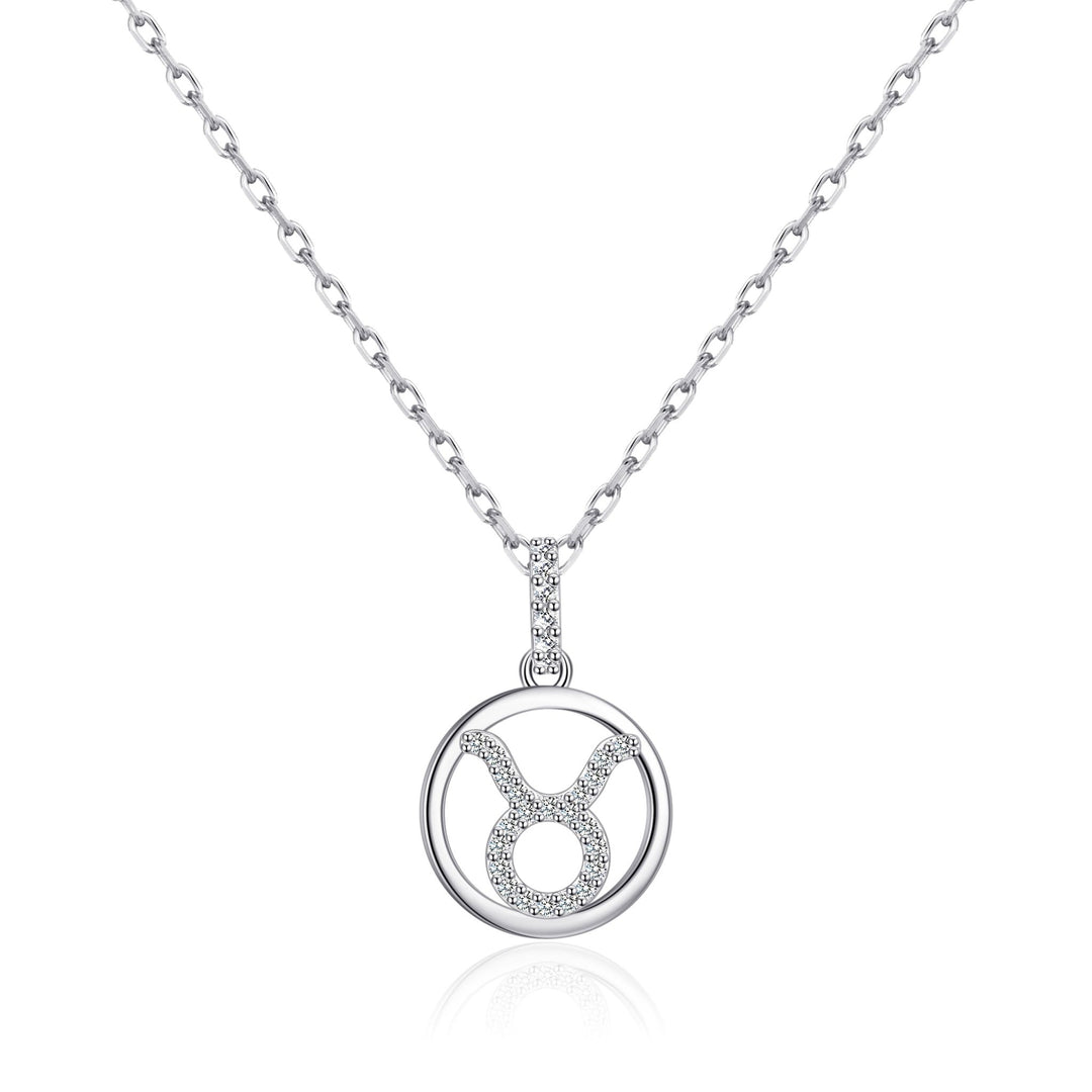 Taurus Star Sign Zodiac Necklace with Zircondia® Crystals - Philip Jones Jewellery