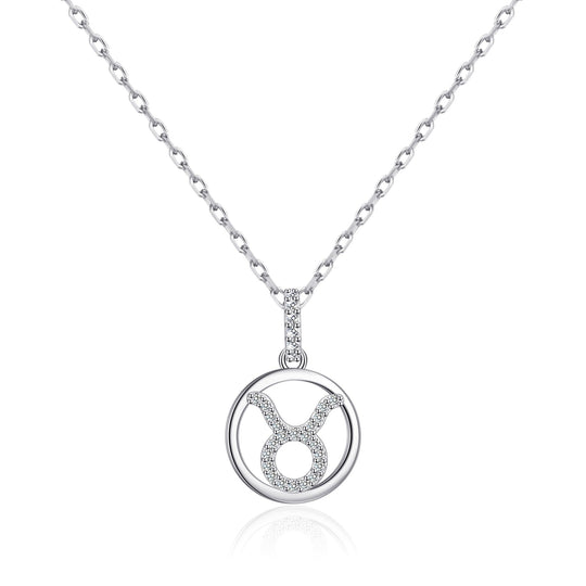Taurus Star Sign Zodiac Necklace with Zircondia® Crystals - Philip Jones Jewellery