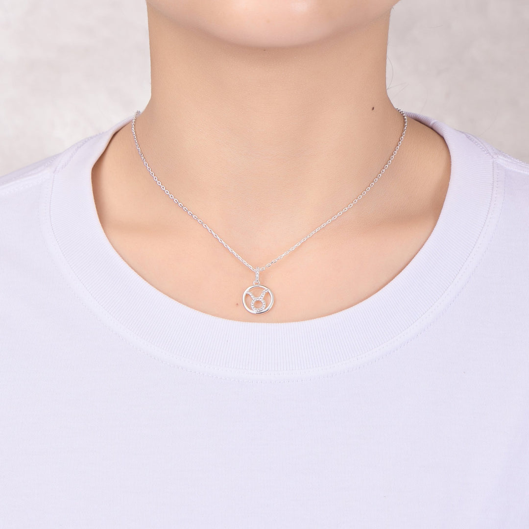 Taurus Star Sign Zodiac Necklace with Zircondia® Crystals - Philip Jones Jewellery