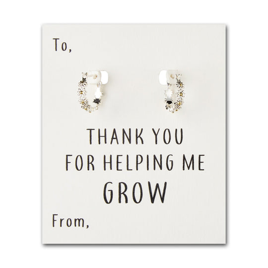 Thank You For Helping Me Grow Daisy Hoop Earrings - Philip Jones Jewellery