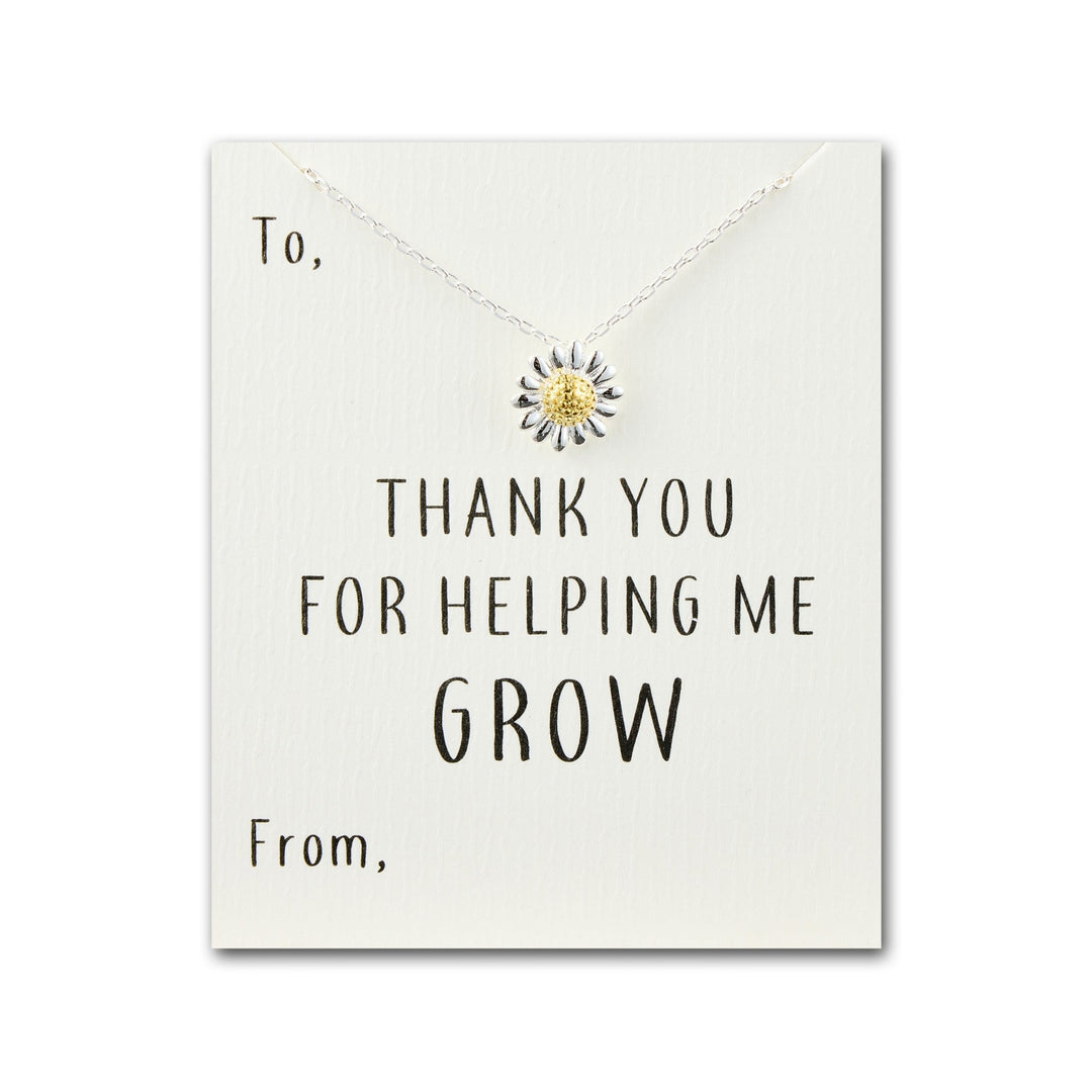 Thank You For Helping Me Grow Daisy Necklace - Philip Jones Jewellery