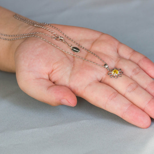 Thank You For Helping Me Grow Daisy Necklace Created with Zircondia® Crystals - Philip Jones Jewellery