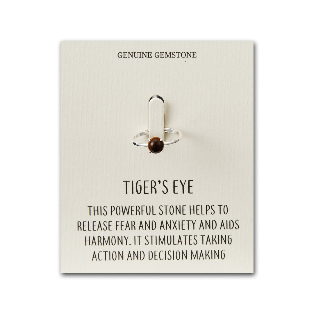 Tigers Eye Adjustable Ring with Quote Card - Philip Jones Jewellery