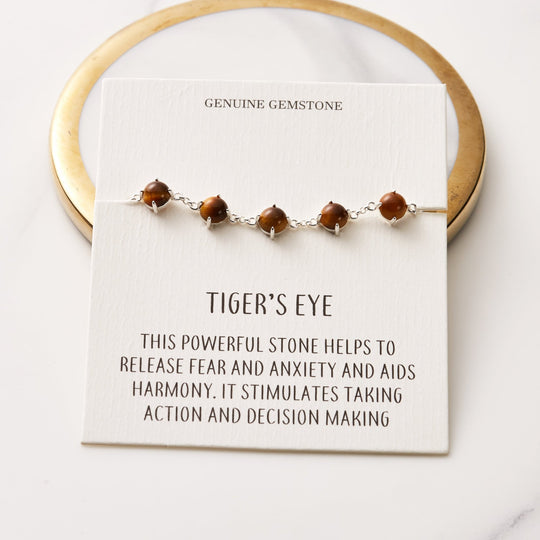 Tiger's Eye Gemstone Bracelet with Quote Card - Philip Jones Jewellery