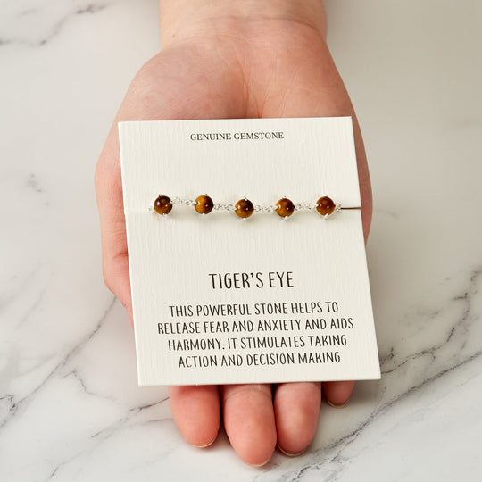 Tiger's Eye Gemstone Bracelet with Quote Card - Philip Jones Jewellery