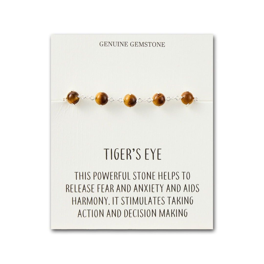 Tiger's Eye Gemstone Bracelet with Quote Card - Philip Jones Jewellery