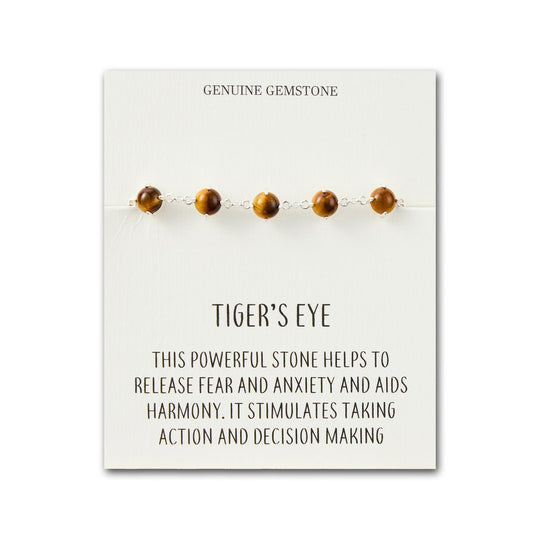 Tiger's Eye Gemstone Bracelet with Quote Card - Philip Jones Jewellery