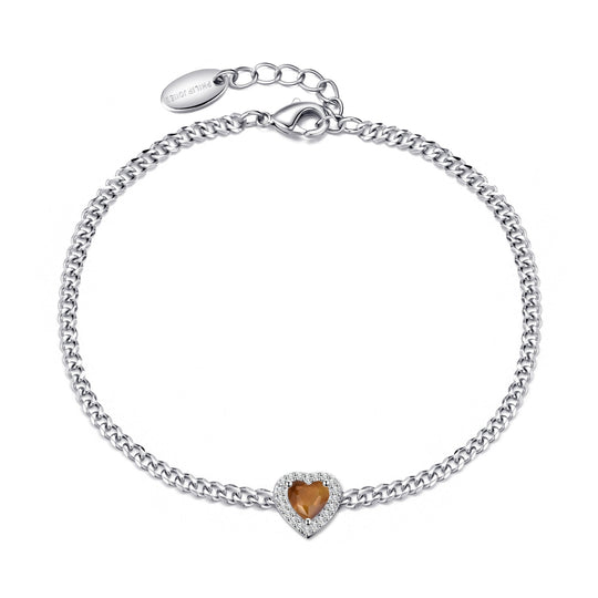 Tigers Eye Heart Gemstone Bracelet Created with Zircondia® Crystals - Philip Jones Jewellery
