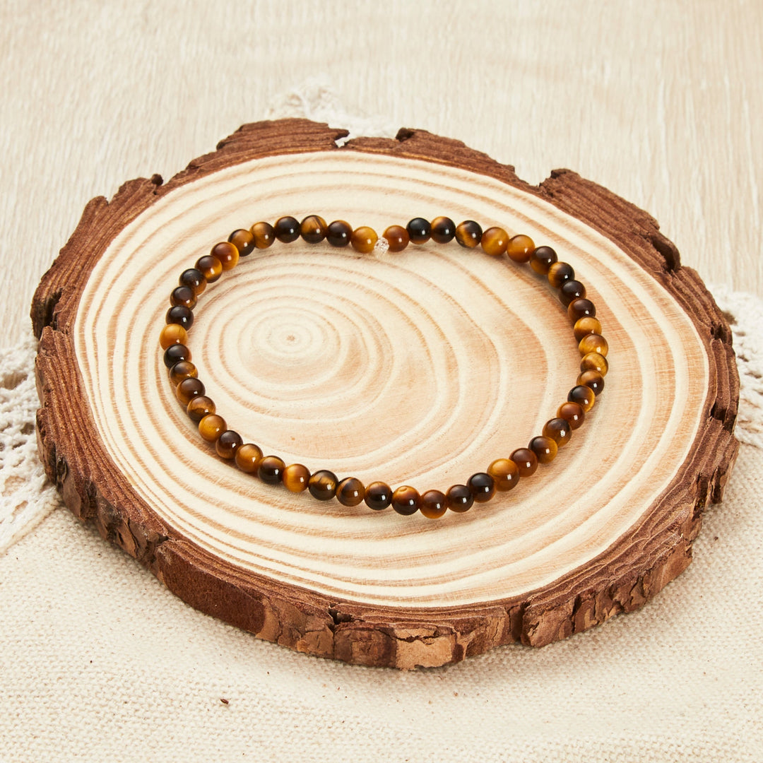 Tigers Eye Mini Beaded Gemstone Stretch Bracelet - Philip Jones Jewellery