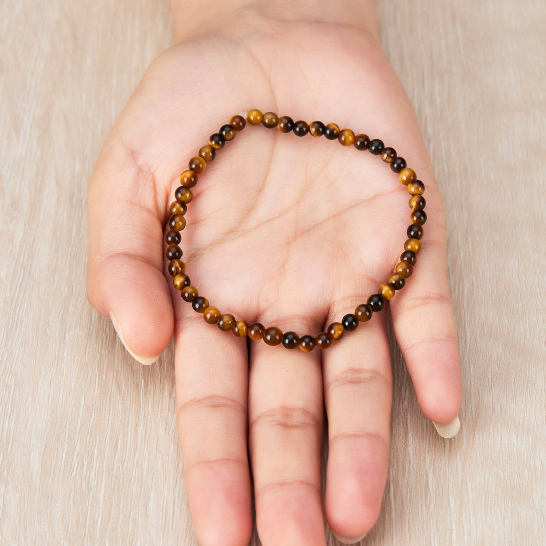 Tigers Eye Mini Beaded Gemstone Stretch Bracelet - Philip Jones Jewellery