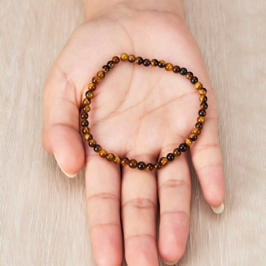 Tigers Eye Mini Beaded Gemstone Stretch Bracelet - Philip Jones Jewellery