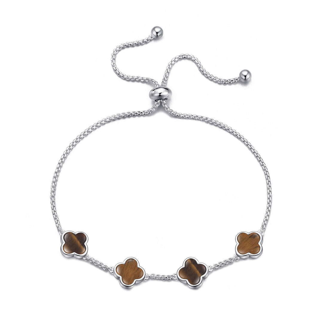Tigers Eye Multi Clover Friendship Bracelet - Philip Jones Jewellery