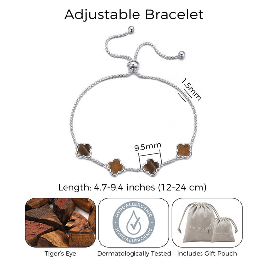 Tigers Eye Multi Clover Friendship Bracelet - Philip Jones Jewellery