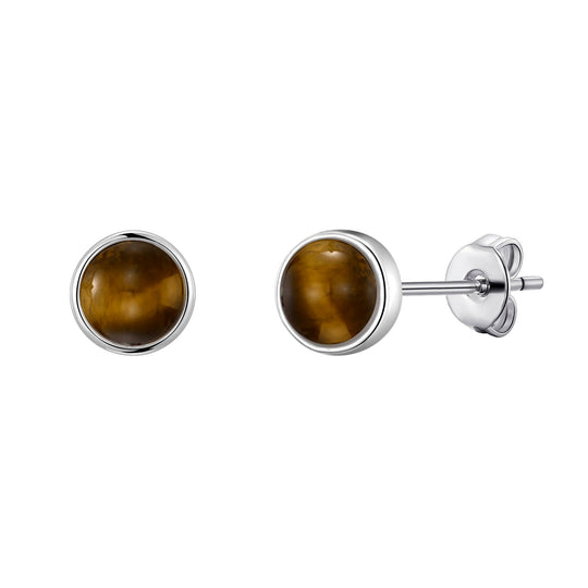 Tigers Eye Stud Earrings with Quote Card - Philip Jones Jewellery