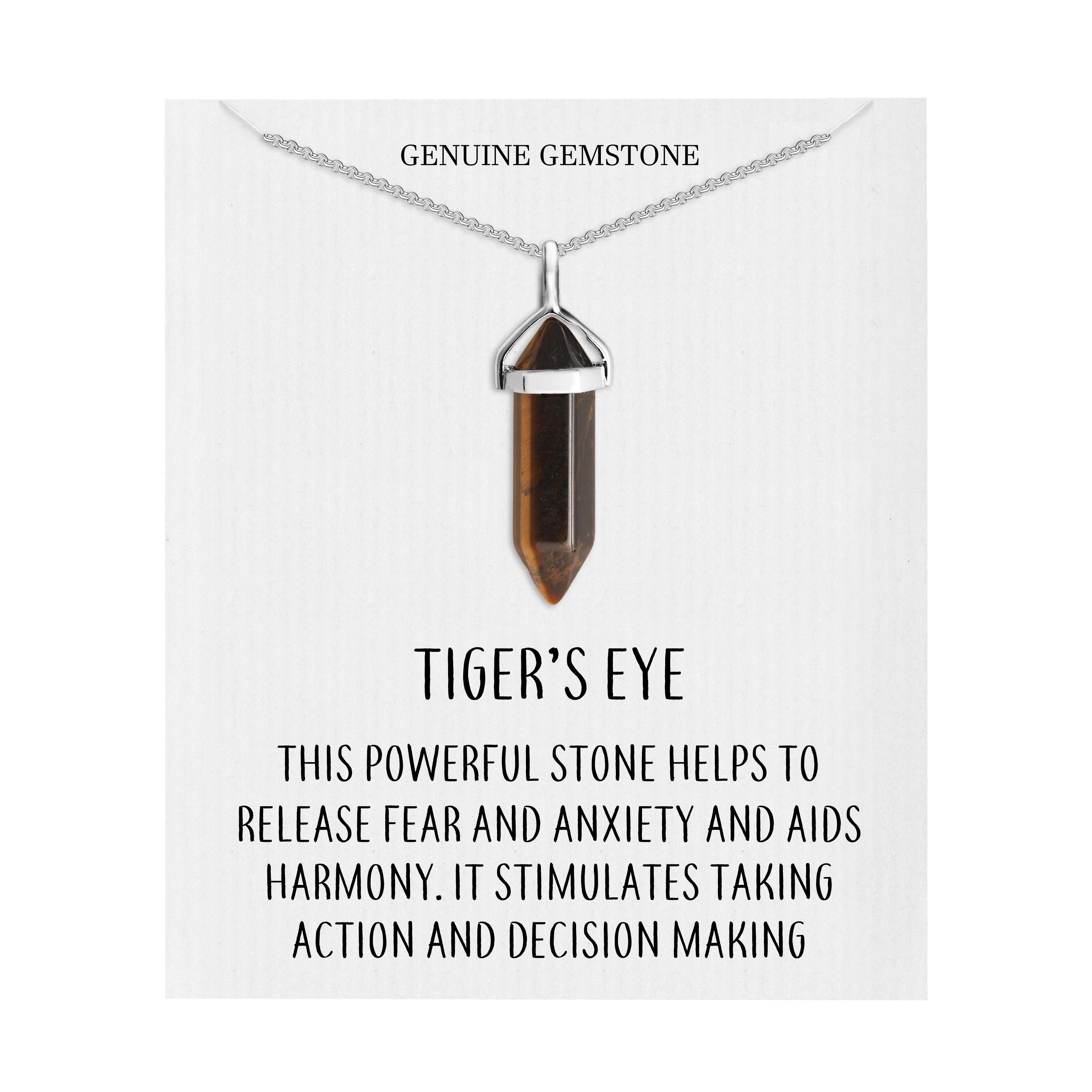 Tiger's Eye Gemstone Necklace with Quote Card