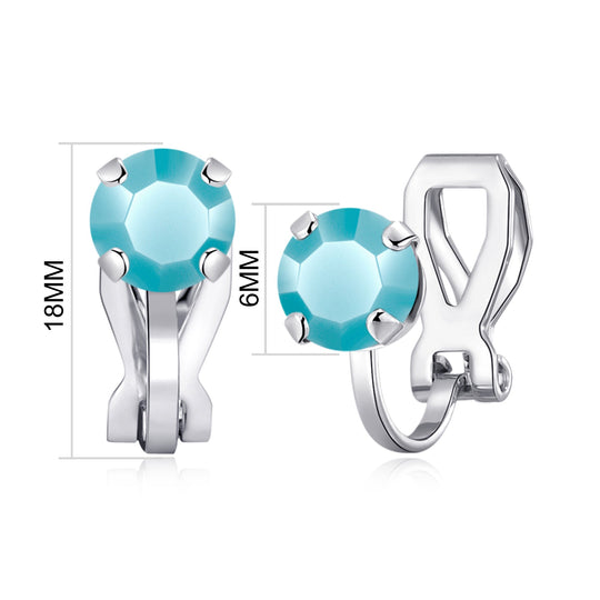 Turquoise Crystal Clip On Earrings Created with Zircondia® Crystals - Philip Jones Jewellery