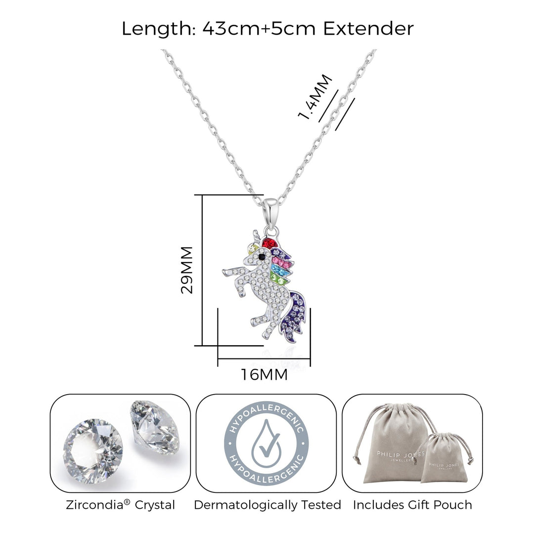 Unicorn Necklace with Zircondia® Crystals - Philip Jones Jewellery