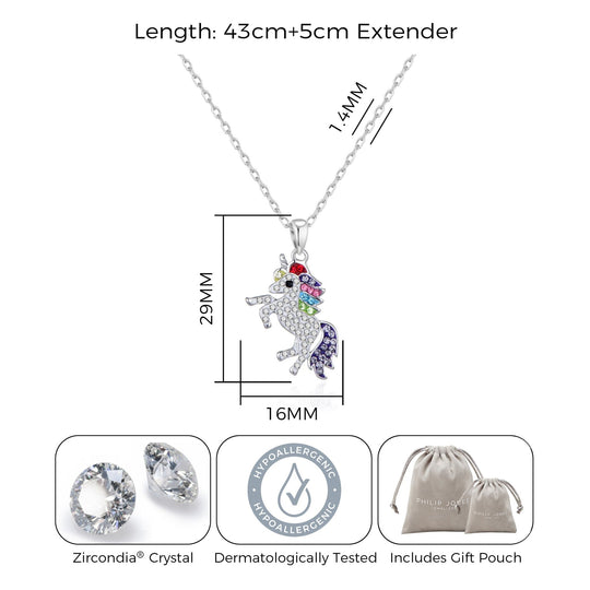 Unicorn Necklace with Zircondia® Crystals - Philip Jones Jewellery