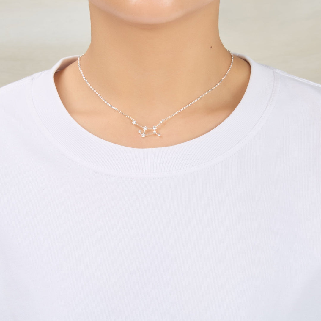 Virgo Star Sign Zodiac Constellation Necklace with Zircondia® Crystals - Philip Jones Jewellery