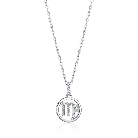 Virgo Star Sign Zodiac Necklace with Zircondia® Crystals - Philip Jones Jewellery