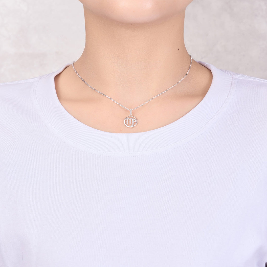 Virgo Star Sign Zodiac Necklace with Zircondia® Crystals - Philip Jones Jewellery