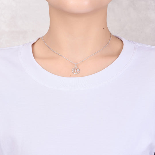 Virgo Star Sign Zodiac Necklace with Zircondia® Crystals - Philip Jones Jewellery
