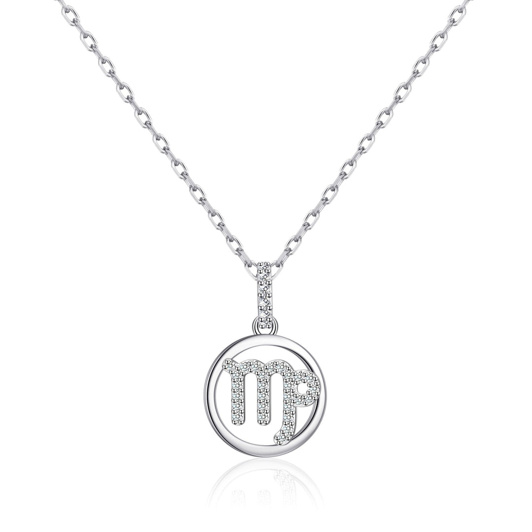 Virgo Star Sign Zodiac Necklace with Zircondia® Crystals - Philip Jones Jewellery