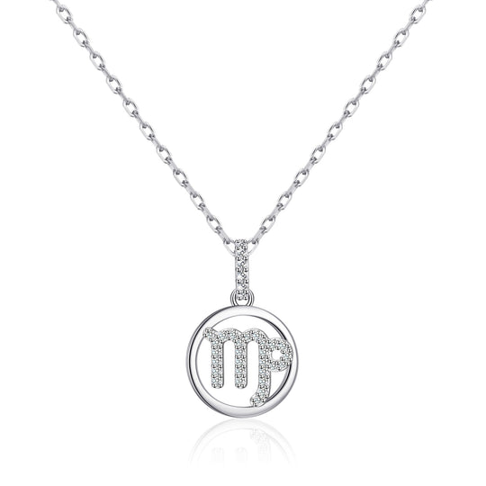 Virgo Star Sign Zodiac Necklace with Zircondia® Crystals - Philip Jones Jewellery