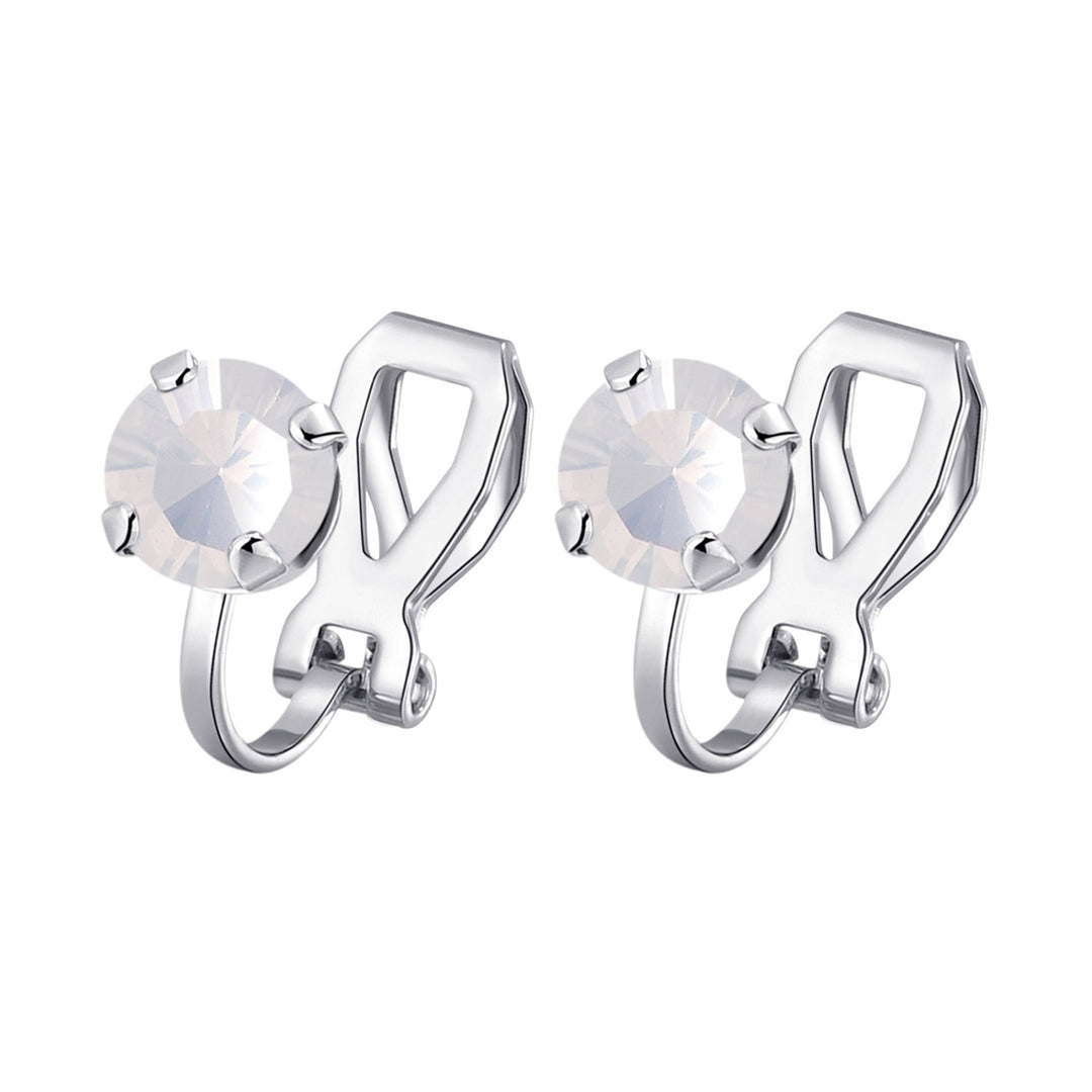 White Opal Crystal Clip On Earrings Created with Zircondia® Crystals - Philip Jones Jewellery