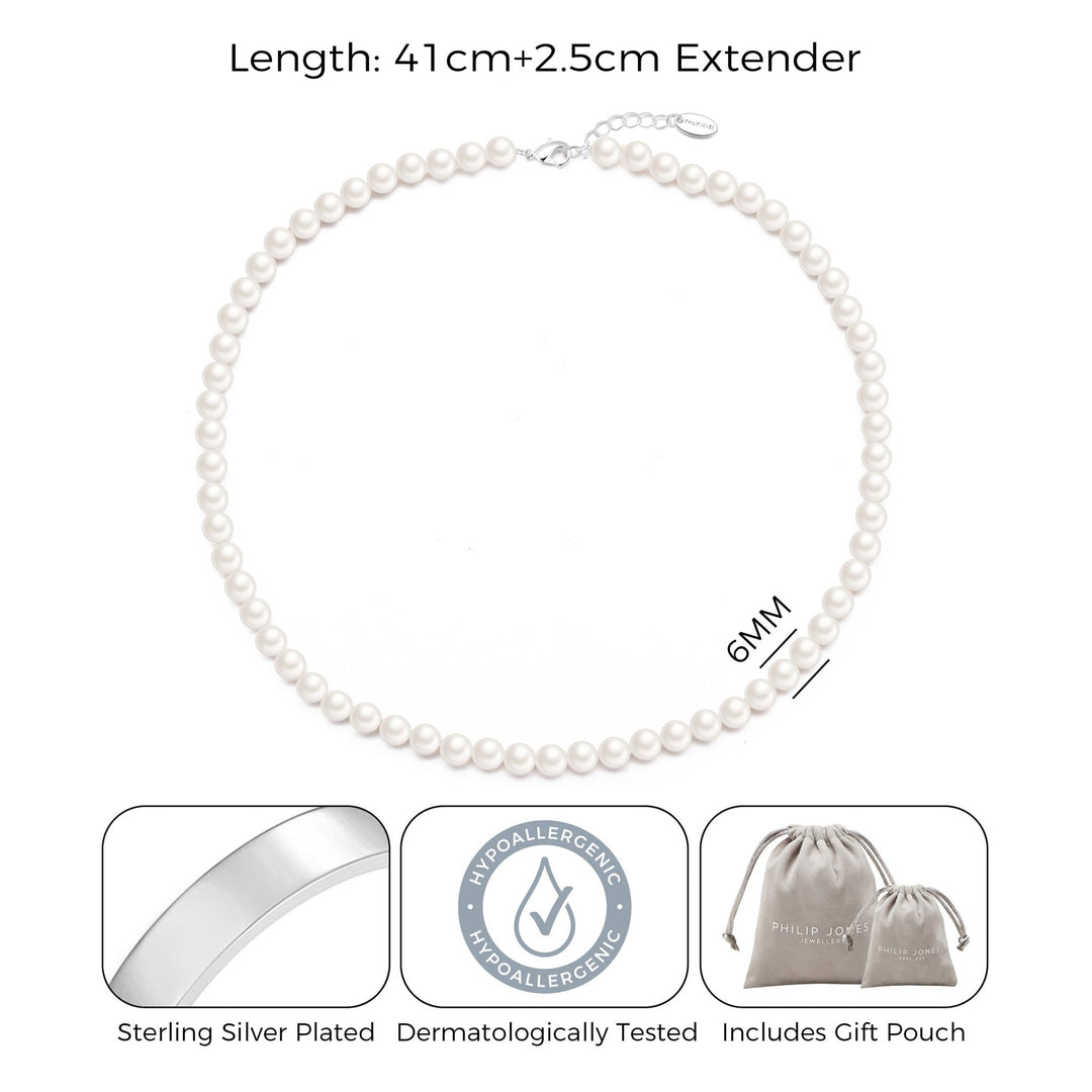 White Pearl Strand Choker Necklace - Philip Jones Jewellery