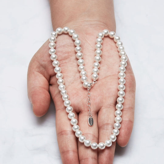 White Pearl Strand Choker Necklace - Philip Jones Jewellery