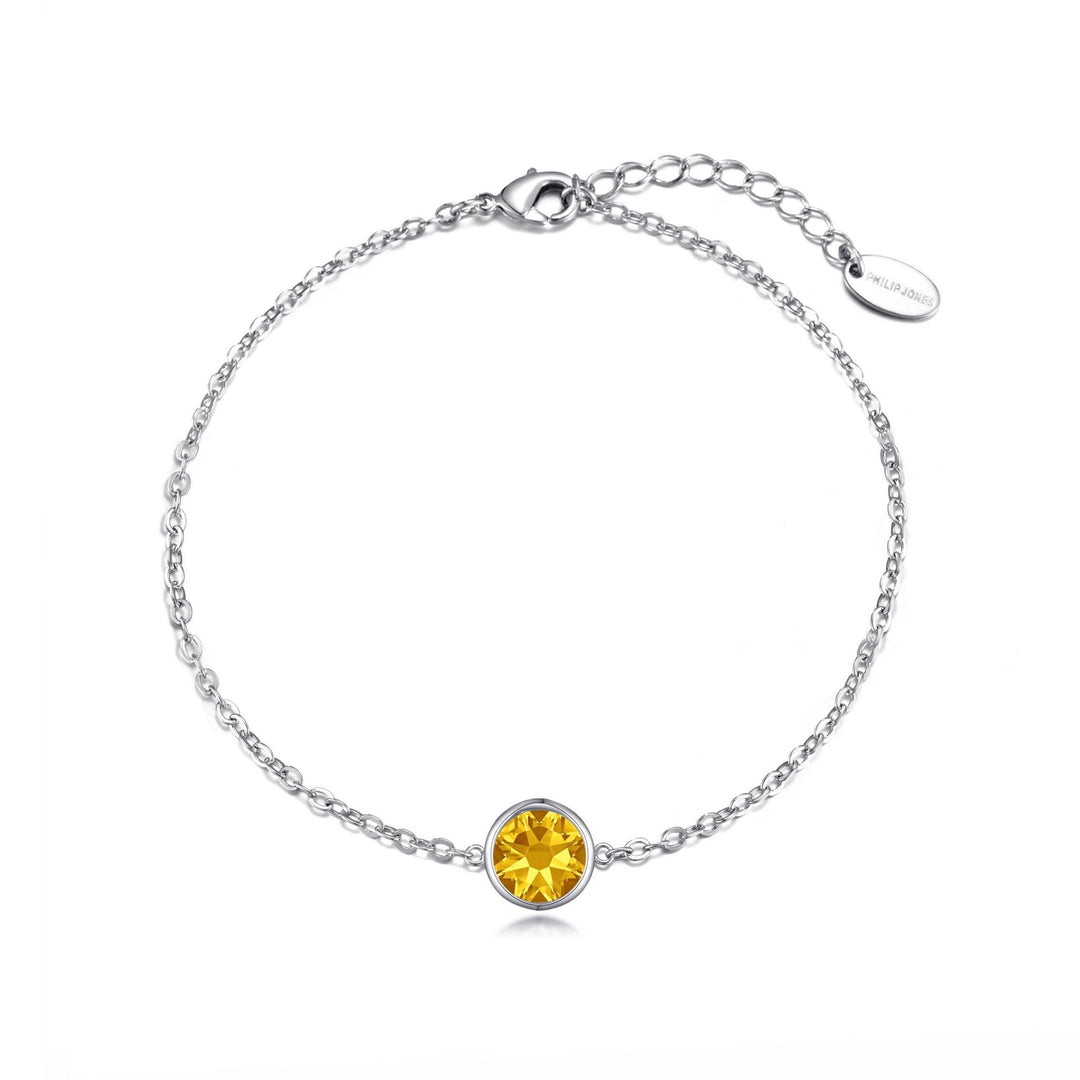 Yellow Crystal Anklet Created with Zircondia® Crystals - Philip Jones Jewellery