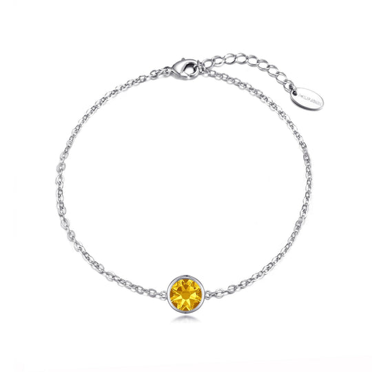 Yellow Crystal Anklet Created with Zircondia® Crystals - Philip Jones Jewellery