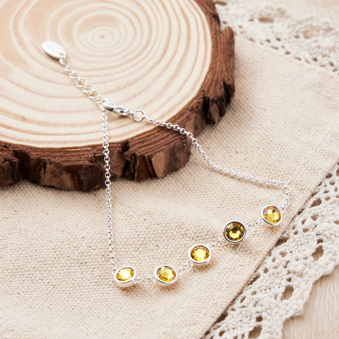 Yellow Crystal Chain Bracelet Created with Zircondia® Crystals - Philip Jones Jewellery