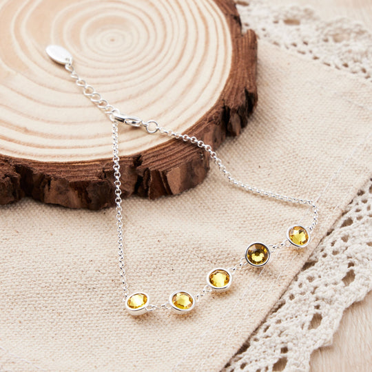 Yellow Crystal Chain Bracelet Created with Zircondia® Crystals - Philip Jones Jewellery