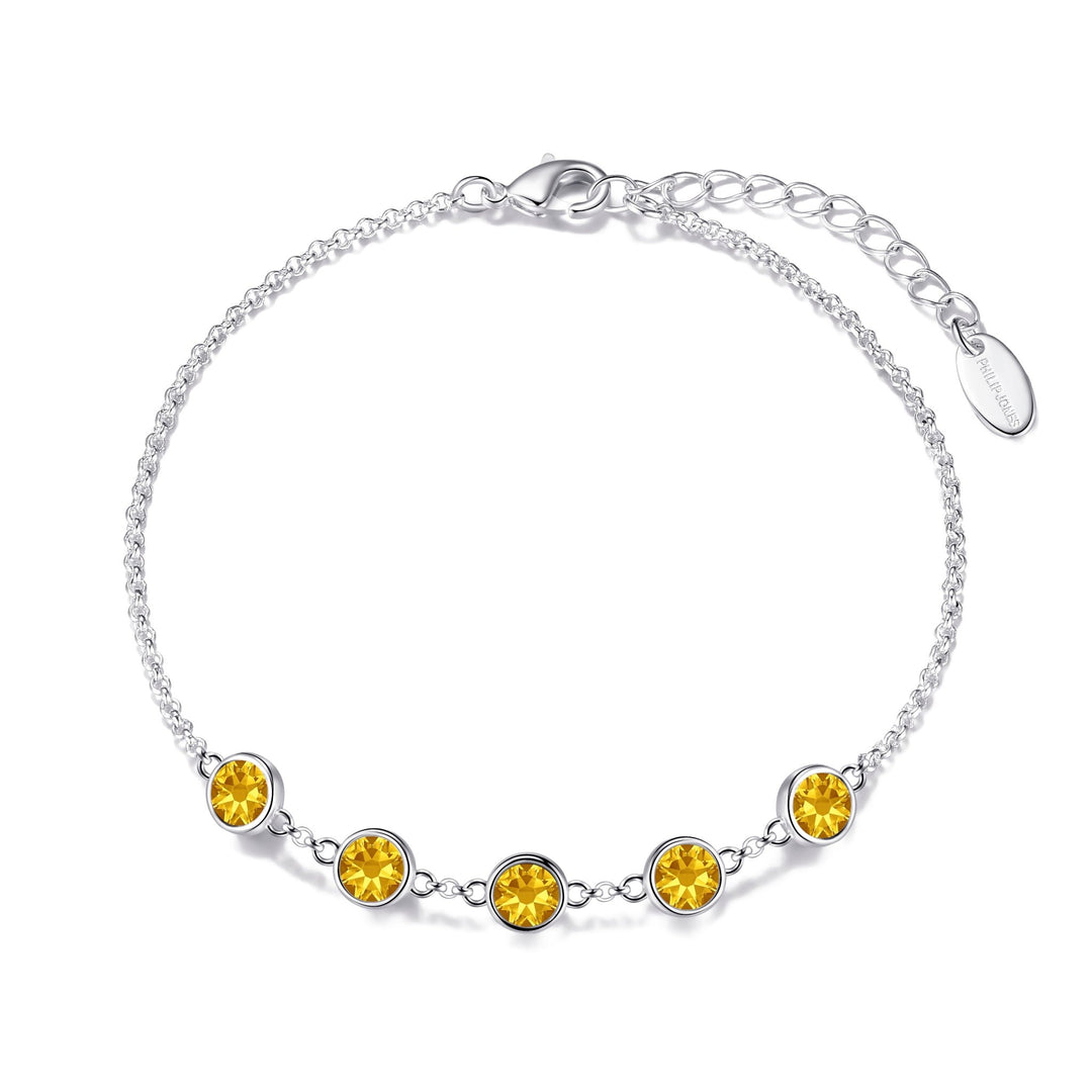 Yellow Crystal Chain Bracelet Created with Zircondia® Crystals - Philip Jones Jewellery
