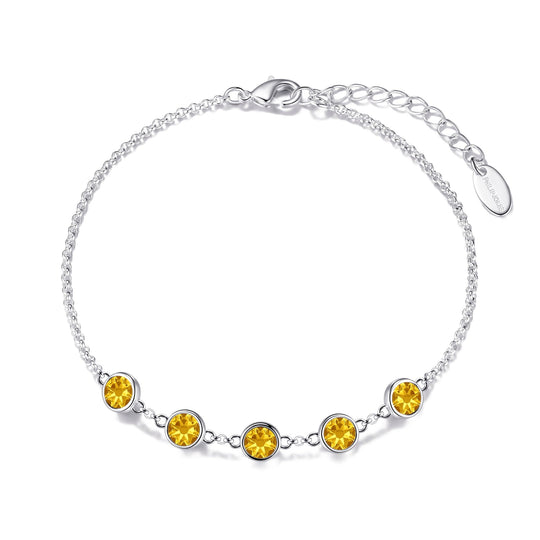 Yellow Crystal Chain Bracelet Created with Zircondia® Crystals - Philip Jones Jewellery