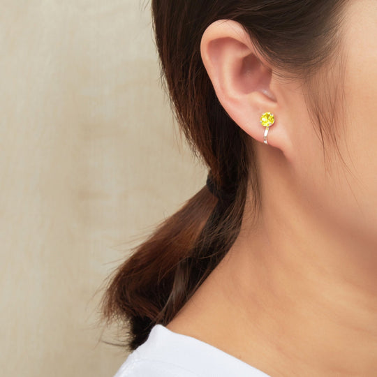 Yellow Crystal Clip On Earrings Created with Zircondia® Crystals - Philip Jones Jewellery