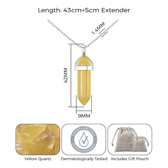 Yellow Quartz Genuine Gemstone Necklace - Philip Jones Jewellery