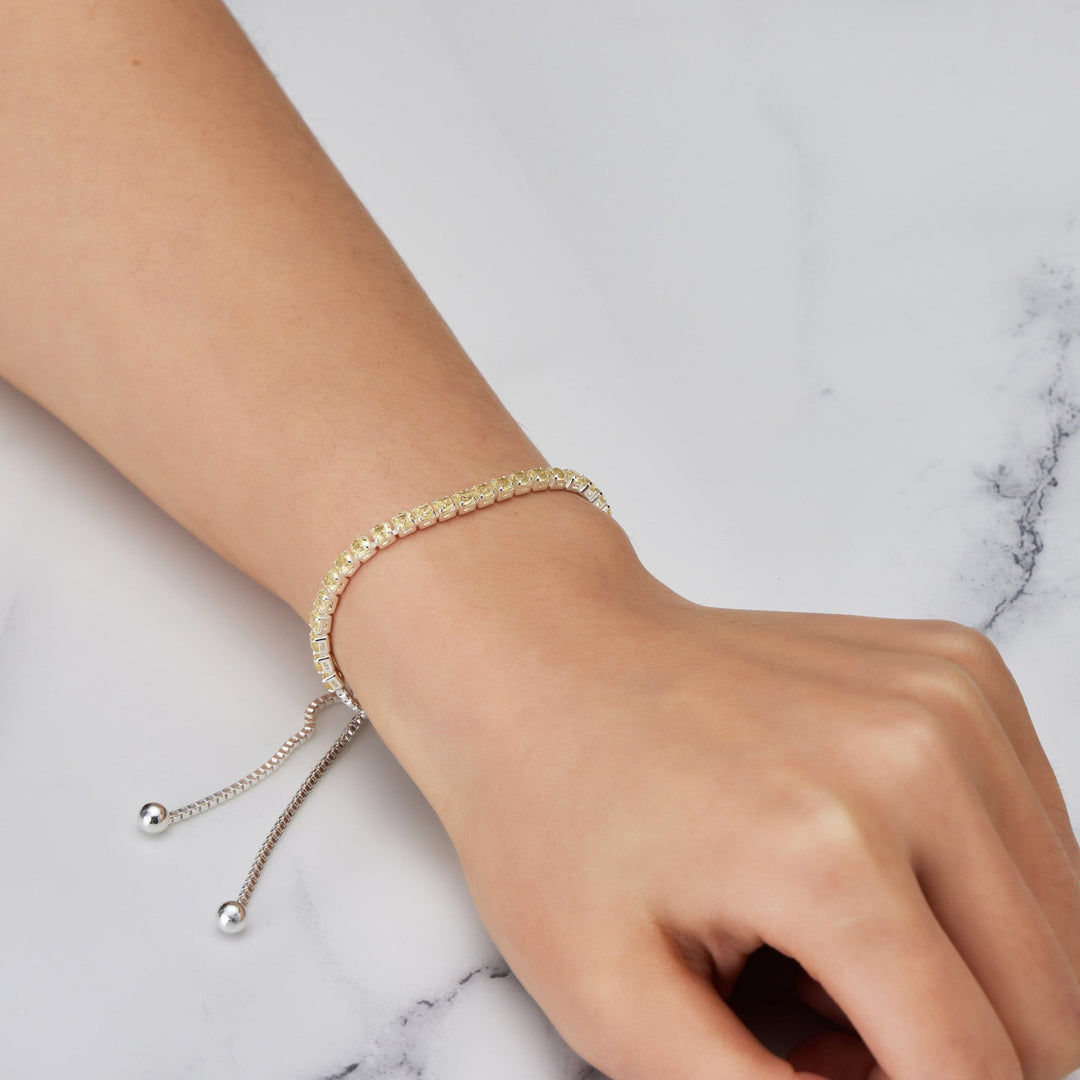 Yellow Tennis Friendship Bracelet Created with Zircondia® Crystals - Philip Jones Jewellery