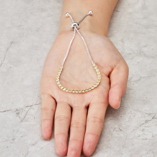 Yellow Tennis Friendship Bracelet Created with Zircondia® Crystals - Philip Jones Jewellery