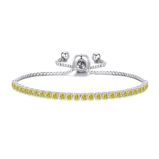 Yellow Tennis Friendship Bracelet Created with Zircondia® Crystals - Philip Jones Jewellery