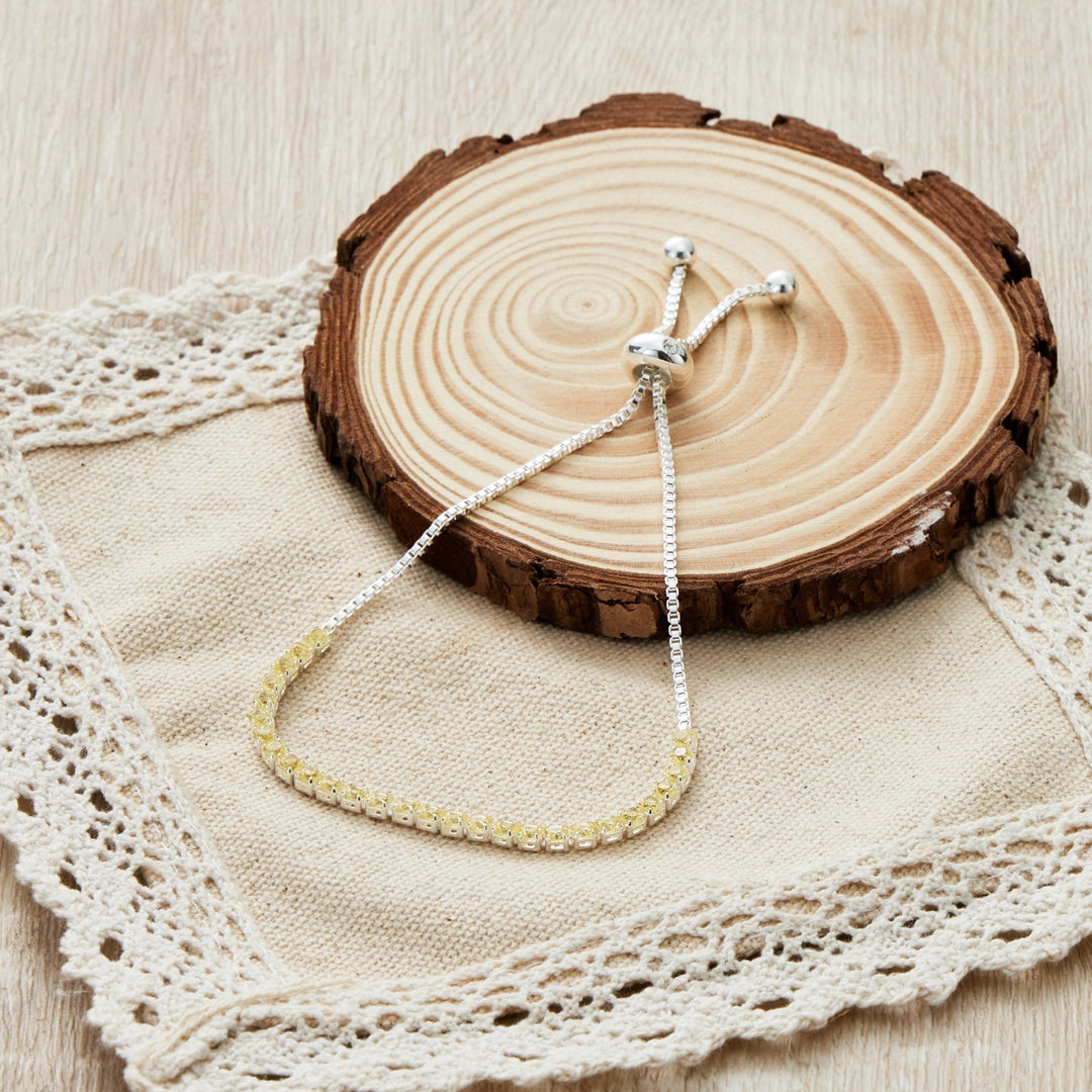 Yellow Tennis Friendship Bracelet Created with Zircondia® Crystals - Philip Jones Jewellery