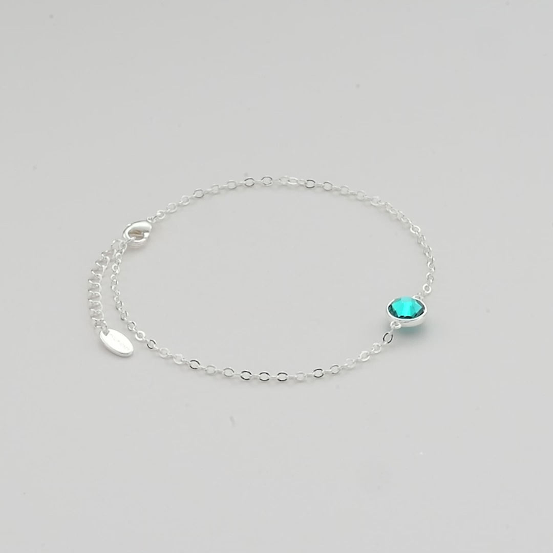 December (Blue Topaz) Birthstone Anklet Created with Zircondia® Crystals Video