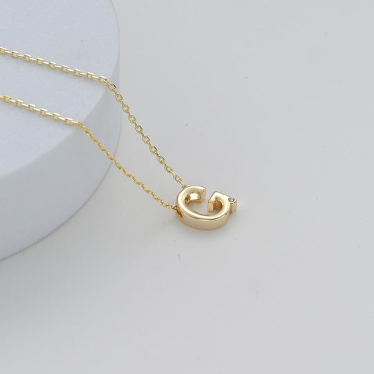 Gold Plated Initial Necklace Letter G Created with Zircondia® Crystals Video