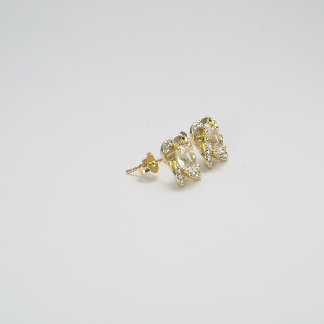 Gold Plated Orbit Earrings Created with Zircondia® Crystals Video