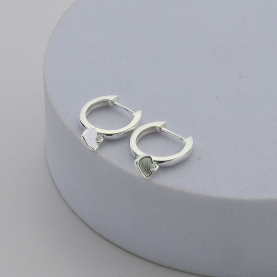 Silver Plated Heart Charm Hoop Earrings Video